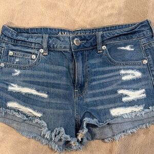 American Eagle Outfitters Distressed Blue Jean Shorts